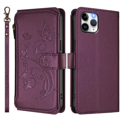Wallet Phone Case With Card Slots For Everyday Essentials On The Go Keeps Cards Cash And Phone Organized, purple floral wallet with stand and hand strap