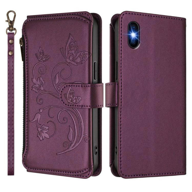 Phone Case With Integrated Wallet For Everyday Card Carrying On The Go Slim And Functional For Daily Use - purple PU leather wallet case with zipper and strap