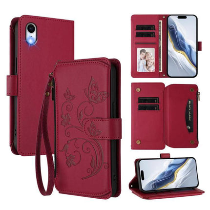 Phone Case With Integrated Wallet For Everyday Card Carrying On The Go Slim And Functional For Daily Use - red PU wallet phone case with card slots, zipper pocket, wrist strap