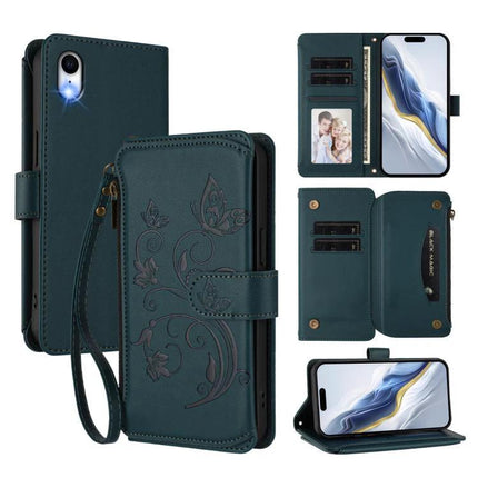 Phone Case With Integrated Wallet For Everyday Card Carrying On The Go Slim And Functional For Daily Use - teal floral PU wallet case with card slots and zipper