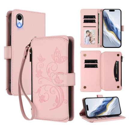 Phone Case With Integrated Wallet For Everyday Card Carrying On The Go Slim And Functional For Daily Use - pink floral PU wallet phone case with zipper and card slots