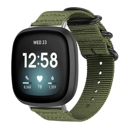 XDFind Nylon Canvas Ring Buckle Watch Band For Fitbit Versa