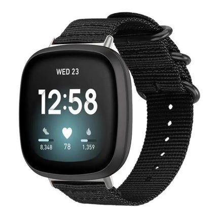 XDFind Nylon Canvas Ring Buckle Watch Band For Fitbit Versa
