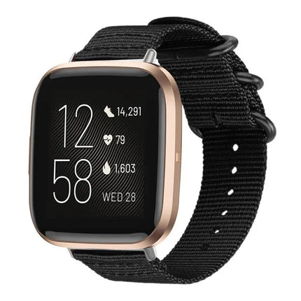 XDFind Nylon Canvas Ring Buckle Watch Band For Fitbit Versa