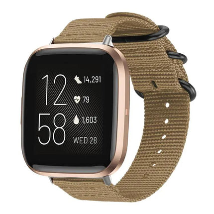 XDFind Nylon Canvas Ring Buckle Watch Band For Fitbit Versa