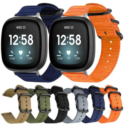 XDFind Nylon Canvas Ring Buckle Watch Band For Fitbit Versa