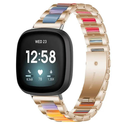 XDfind Metal Resin Bead Watch Band For Fitbit Versa 4/3