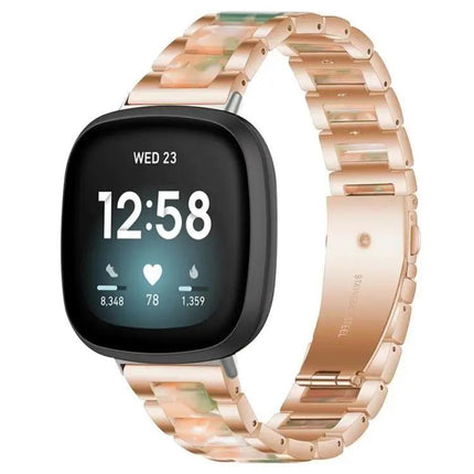 XDfind Metal Resin Bead Watch Band For Fitbit Versa 4/3