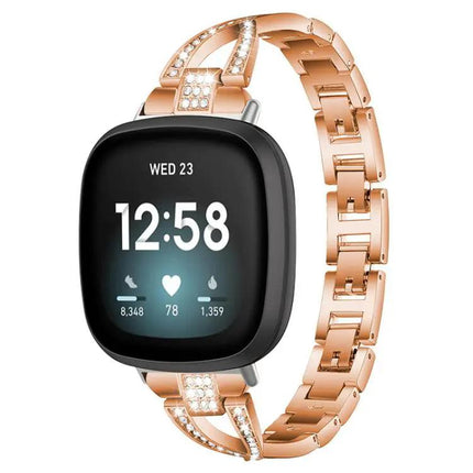 X-Shaped Row Diamond Metal Band For Fitbit Versa/Sense