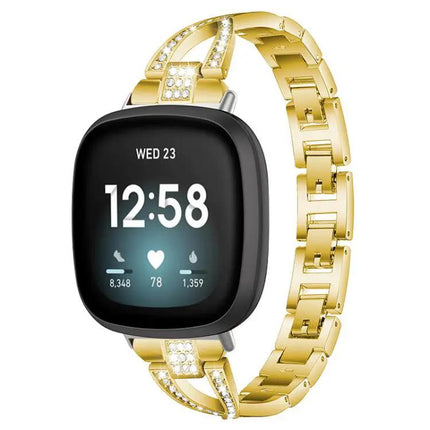 X-Shaped Row Diamond Metal Band For Fitbit Versa/Sense