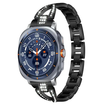 XDFind X-Shaped Single Row Diamond Metal Watch Band