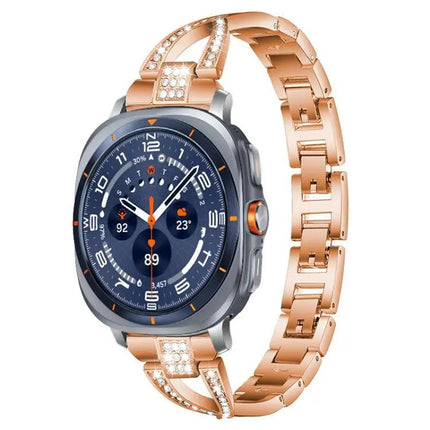 XDFind X-Shaped Single Row Diamond Metal Watch Band