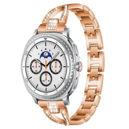 XDFind X-Shaped Single Row Diamond Metal Watch Band