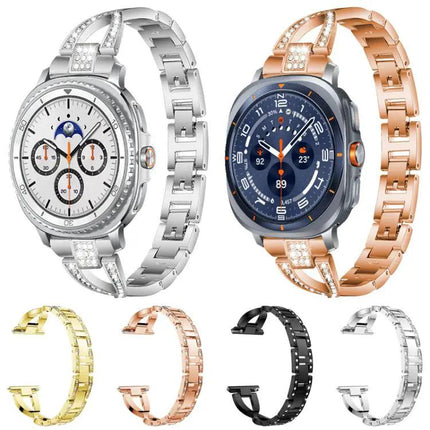 XDFind X-Shaped Single Row Diamond Metal Watch Band
