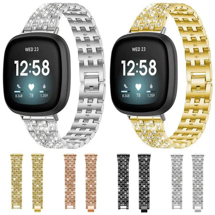 Xdfind Crystal Bead Metal Watch Band for Fitbit Versa 4/3