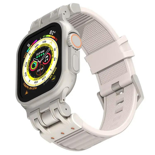 Silicone Mecha Stripe Watch Band Apple Watch 44/45/46/49mm | Syndmart