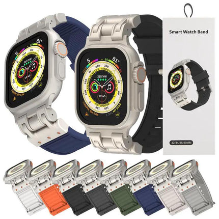 Silicone Mecha Stripe Watch Band Apple Watch 44/45/46/49mm