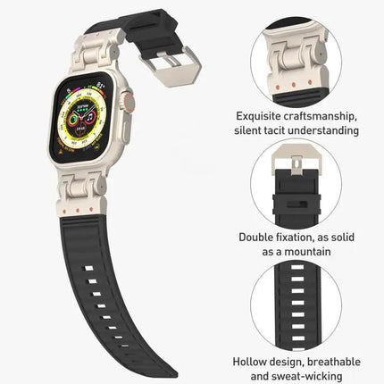 Silicone Mecha Stripe Watch Band Apple Watch 44/45/46/49mm