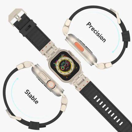 Silicone Mecha Stripe Watch Band Apple Watch 44/45/46/49mm