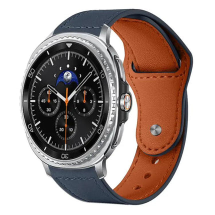 Genuine Leather Rivet Buckle Watch Band For Galaxy Watch 9/8