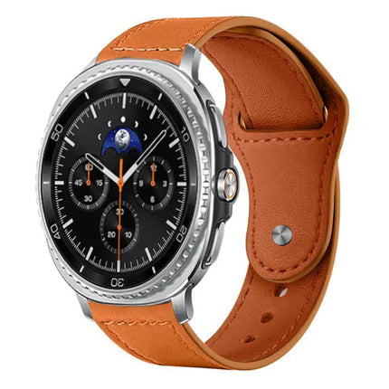 Genuine Leather Rivet Buckle Watch Band For Galaxy Watch 9/8