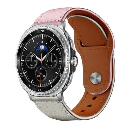 Genuine Leather Rivet Buckle Watch Band For Galaxy Watch 9/8