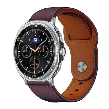 Genuine Leather Rivet Buckle Watch Band For Galaxy Watch 9/8