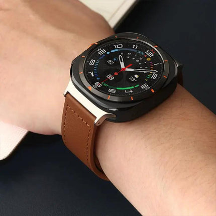 Genuine Leather Rivet Buckle Watch Band For Galaxy Watch 9/8