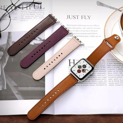 XDfind Genuine Leather Watch Band Rivet Buckle 42-49mm