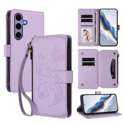 Wallet-Style Samsung Phone Case With Card Slots lavender folio wallet phone case with wrist strap, multiple card slots and stand feature