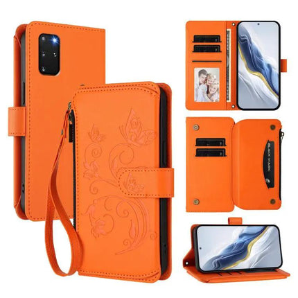 Butterfly Floral Zipper Wallet Phone Case With Card Slots