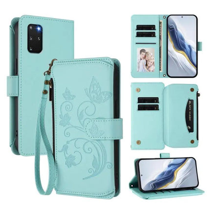 Butterfly Floral Zipper Wallet Phone Case With Card Slots