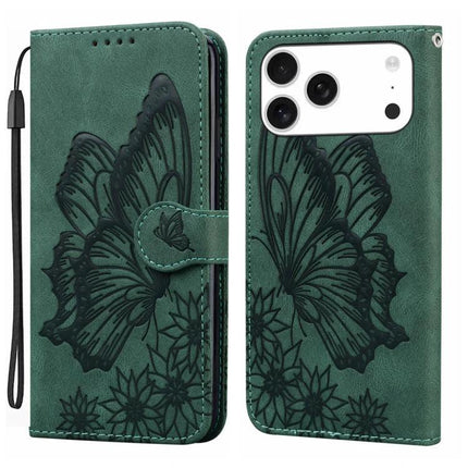 Practical Leather Flip Case for Daily Phone Protection green floral butterfly PU leather wallet cover with built-in stand and wrist strap