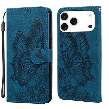 Practical Leather Flip Case for Daily Phone Protection with blue embossed butterfly PU leather wallet-style cover and built-in stand
