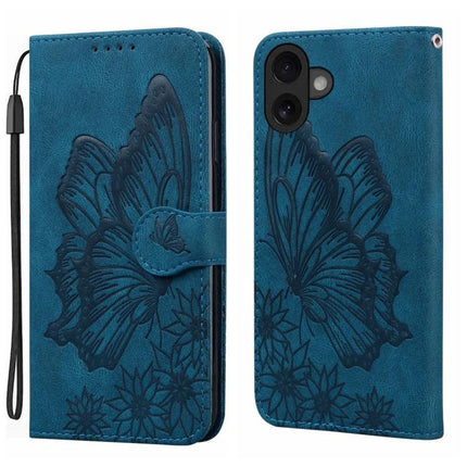 Practical Leather Flip Case for Daily Phone Protection in teal blue PU leather with embossed butterfly design and built-in stand