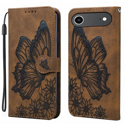 Practical Leather Flip Case for Daily Phone Protection - brown floral butterfly PU leather wallet case with stand and wrist strap