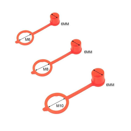 Plastic Dust Cover Cap Set For Grease Zerk Fittings M6 M8 M10 - red polyethylene caps for M6 M8 M10 fittings, corrosion‑resistant protective dust covers