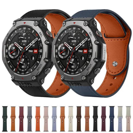 XDfind Genuine Leather Rivet Buckle Watch Band 20mm/22mm
