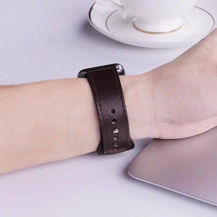 XDfind Genuine Leather Rivet Buckle Watch Band 20mm/22mm