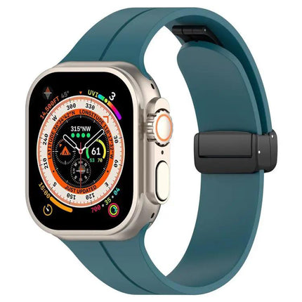 xDfind Silicone Black Buckle Band for Apple Watch 38-49mm