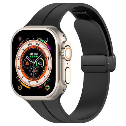 xDfind Silicone Black Buckle Band for Apple Watch 38-49mm