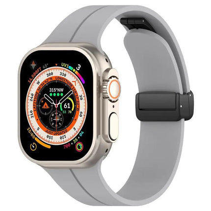 xDfind Silicone Black Buckle Band for Apple Watch 38-49mm