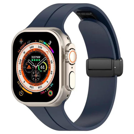 xDfind Silicone Black Buckle Band for Apple Watch 38-49mm
