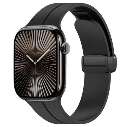 xDfind Silicone Black Buckle Band for Apple Watch 38-49mm