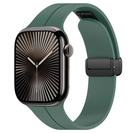 xDfind Silicone Black Buckle Band for Apple Watch 38-49mm