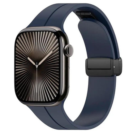 xDfind Silicone Black Buckle Band for Apple Watch 38-49mm