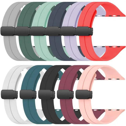 xDfind Silicone Black Buckle Band for Apple Watch 38-49mm