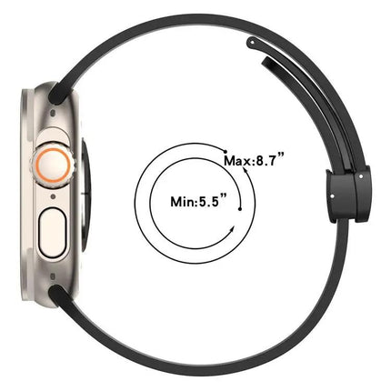 xDfind Silicone Black Buckle Band for Apple Watch 38-49mm
