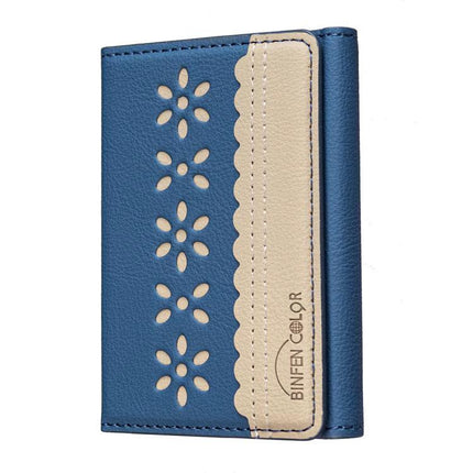 Binfen Magnetic Leather Card Bag with Flowers for Cards and Holder blue floral leather card wallet, magnetic closure and phone-stand fold
