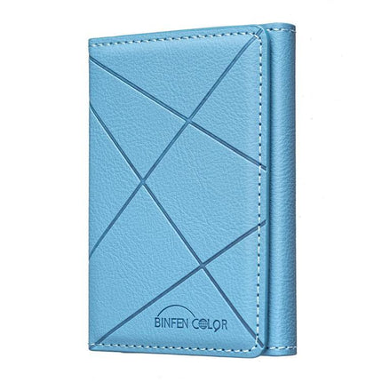 Diamond Embossed Magnetic Leather Card Bag for Cards and Phone Holder - blue diamond embossed leather wallet with magnetic closure and card slots